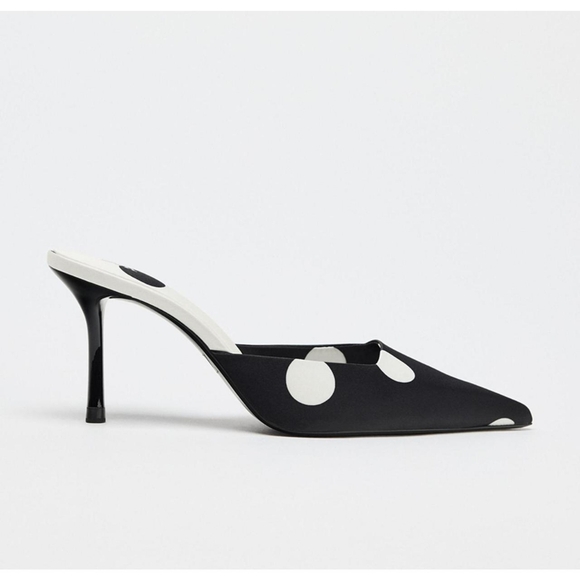 Zara Black and White Polka Dot Women's Heels - Picture 6 of 8